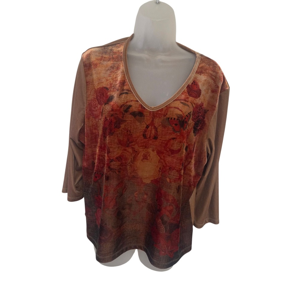 DB Sport‎ Women's Floral Butterfly Top Boho Artwear Tunic Lagenlook Y2K Medium